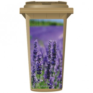 Purple Lavender Flowers Blooming Wheelie Bin Sticker Panel